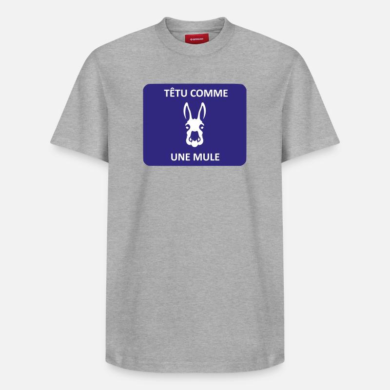 Têtu comme une mule - T-shirt unisexe décontracté en coton Supima – de SPREAD - gris chiné