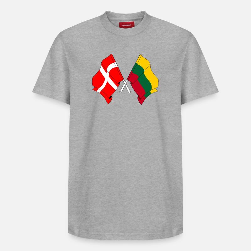Drapeau Danemark, drapeau Lituanie - T-shirt unisexe décontracté en coton Supima – de SPREAD - gris chiné