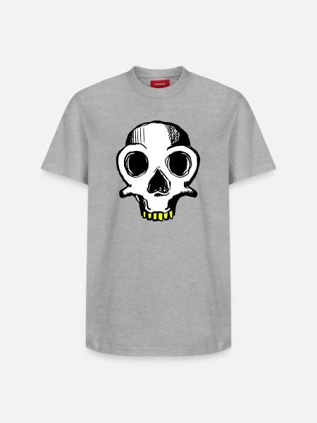 Skull (dreifarbig) - Relaxed Unisex Supima Cotton T-Shirt – von SPREAD - Grau meliert