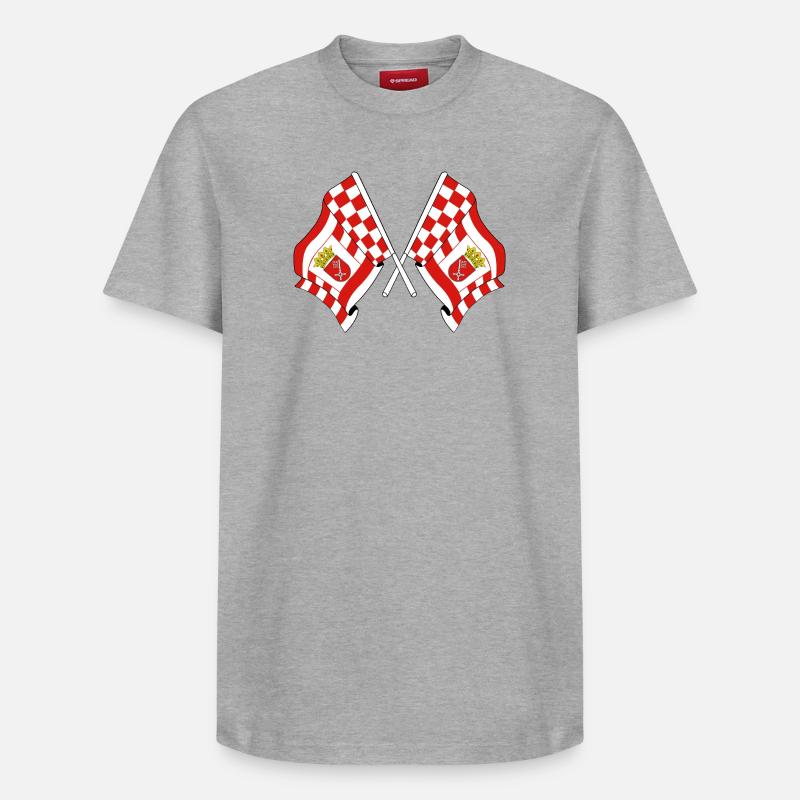 Deux drapeaux Brême - T-shirt unisexe décontracté en coton Supima – de SPREAD - gris chiné