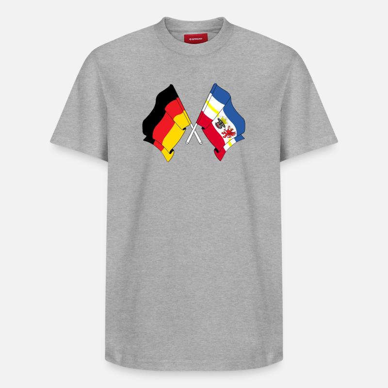 Drapeau Allemagne, Mecklembourg-Poméranie-Occidentale - T-shirt unisexe décontracté en coton Supima – de SPREAD - gris chiné