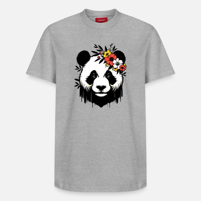 Panda - T-shirt unisexe décontracté en coton Supima – de SPREAD - gris chiné