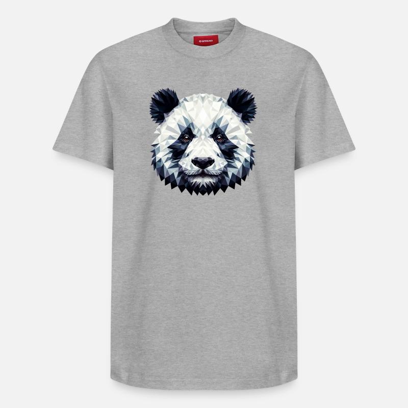 Polygonal Panda - T-shirt unisexe décontracté en coton Supima – de SPREAD - gris chiné