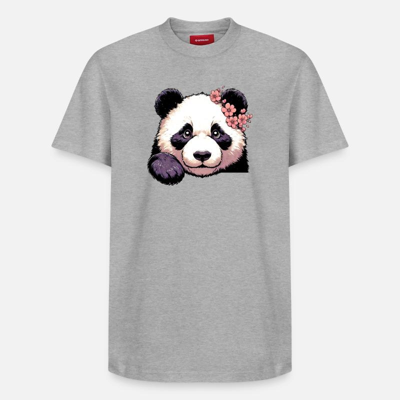 Panda - T-shirt unisexe décontracté en coton Supima – de SPREAD - gris chiné