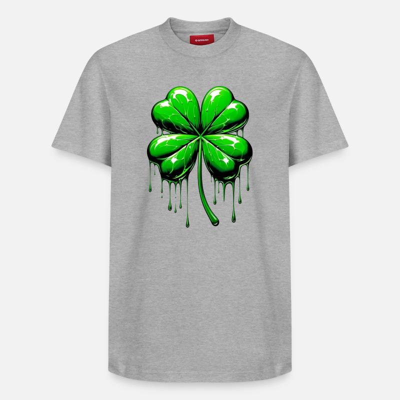 Trèfle à quatre feuilles - T-shirt unisexe décontracté en coton Supima – de SPREAD - gris chiné