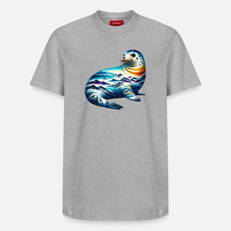 Phoque - T-shirt unisexe décontracté en coton Supima – de SPREAD - gris chiné