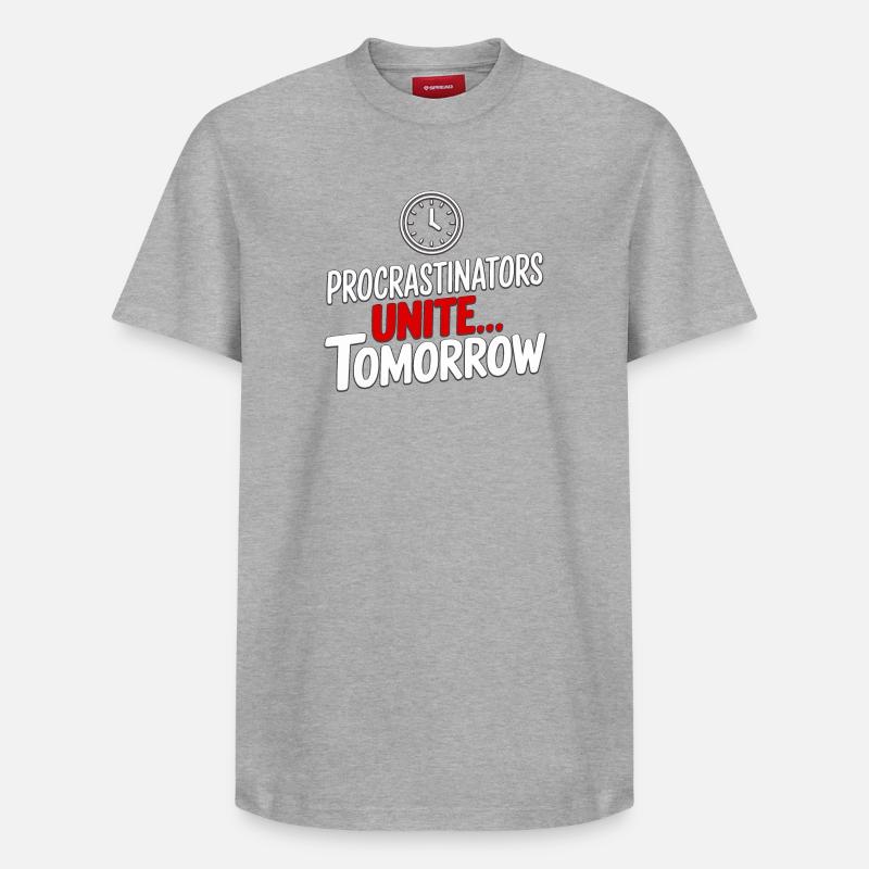 Procrastinators Unite... Tomorrow - Relaxed Unisex Supima Cotton T-Shirt – von SPREAD - Grau meliert