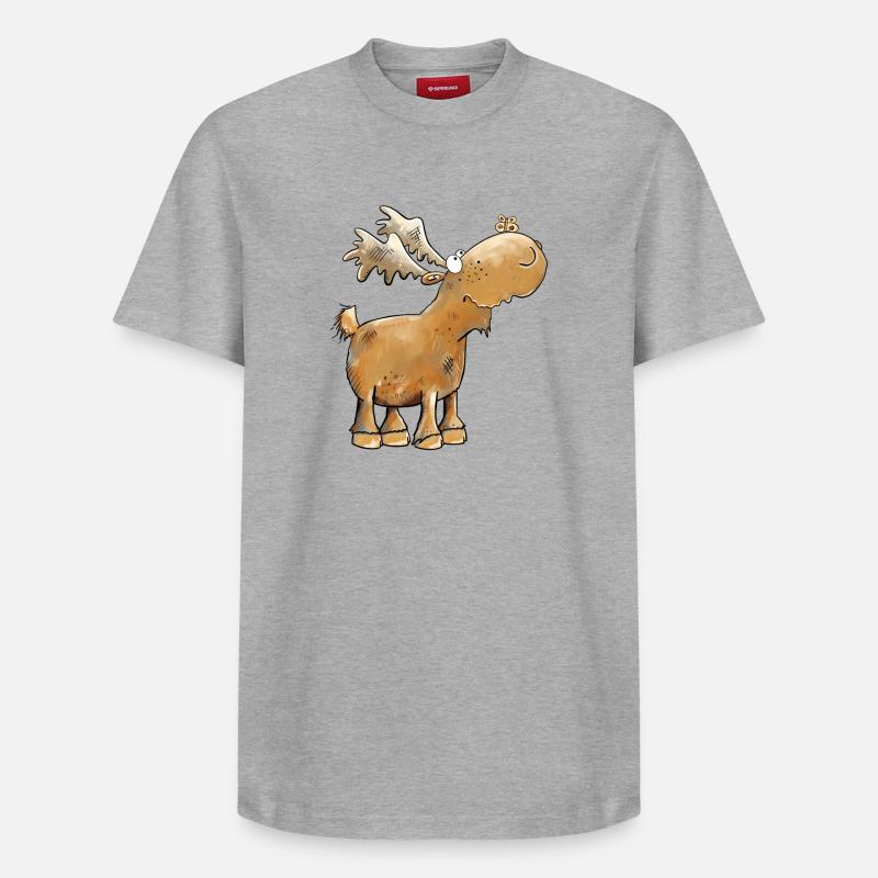Drolliger Elch Schmetterling - Relaxed Unisex Supima Cotton T-Shirt – von SPREAD - Grau meliert
