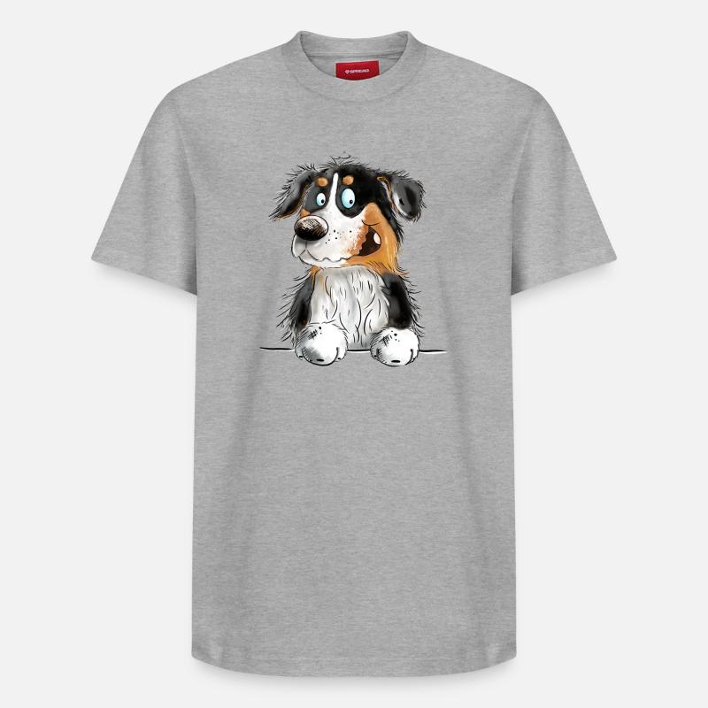 Funny Australian Shepherd Black Tri - Relaxed Unisex Supima Cotton T-Shirt – von SPREAD - Grau meliert
