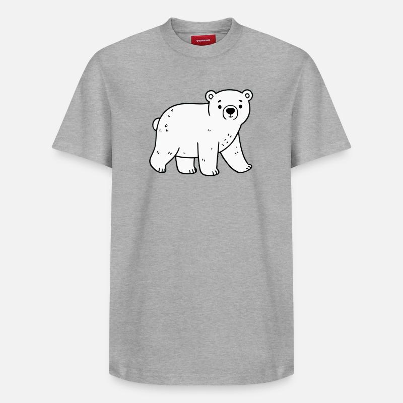 Ours blanc - T-shirt unisexe décontracté en coton Supima – de SPREAD - gris chiné