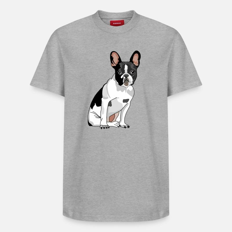 Chien Bouledogue Français - T-shirt unisexe décontracté en coton Supima – de SPREAD - gris chiné