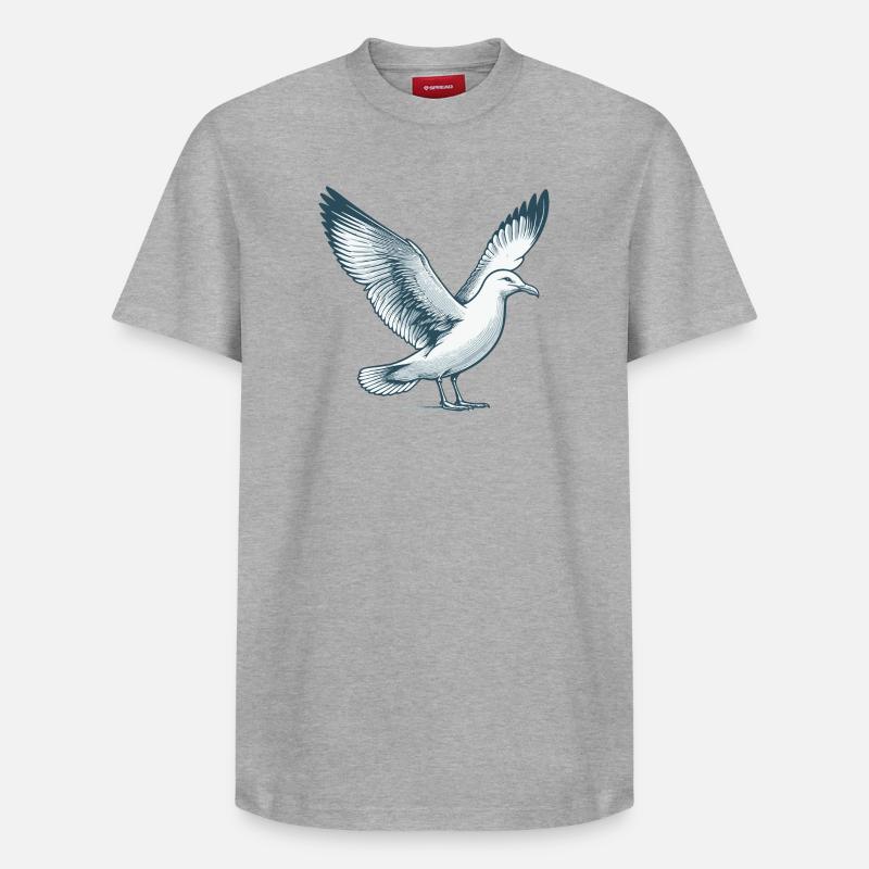 Möwe - Relaxed Unisex Supima Cotton T-Shirt – von SPREAD - Grau meliert