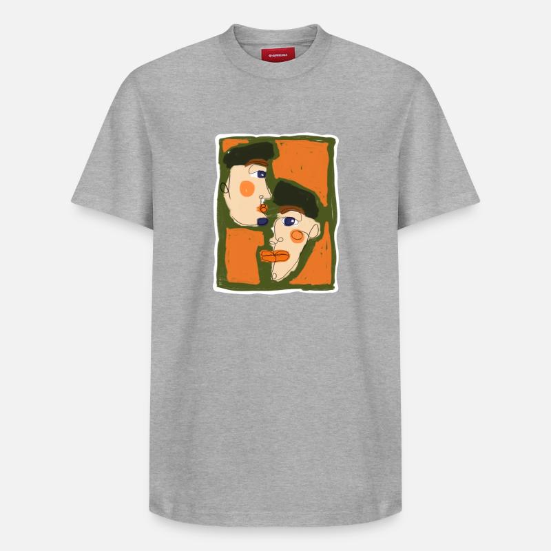Oneliner Portrait - T-shirt unisexe décontracté en coton Supima – de SPREAD - gris chiné