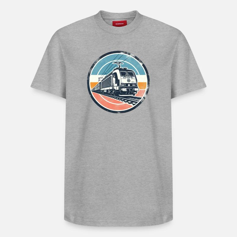 E-Lok mit Güterzug - Relaxed Unisex Supima Cotton T-Shirt – von SPREAD - Grau meliert