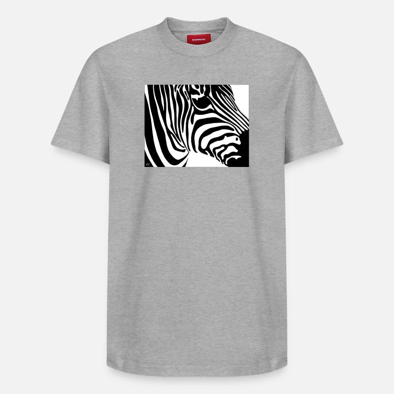 Imprimé zèbre : Rayures contrastées - T-shirt unisexe décontracté en coton Supima – de SPREAD - gris chiné