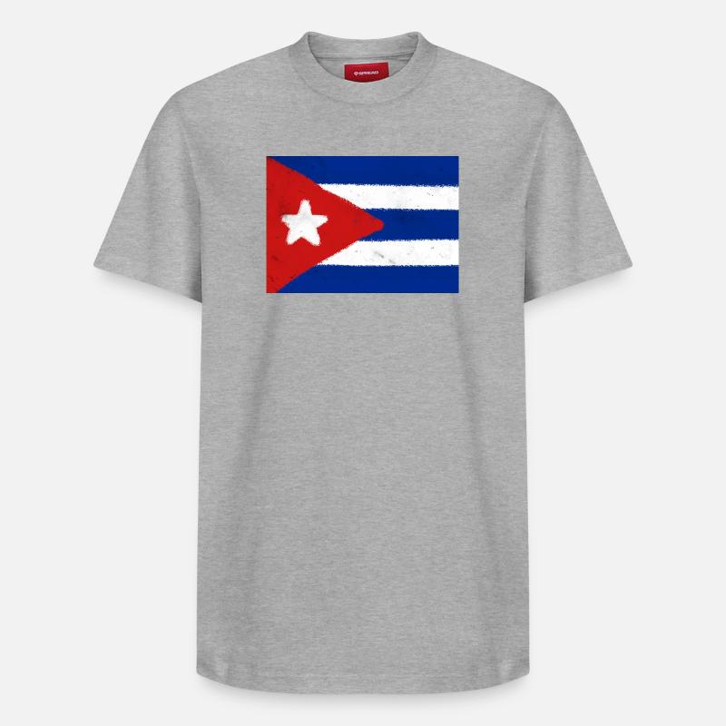 Drapeau de Cuba - T-shirt unisexe décontracté en coton Supima – de SPREAD - gris chiné