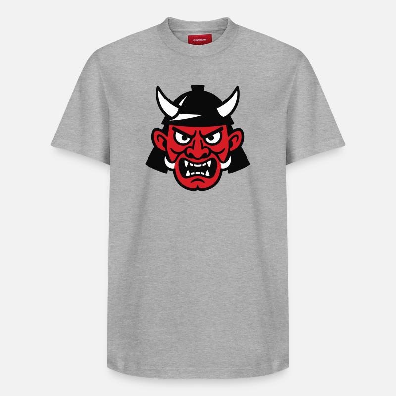 Samurai Devil - Relaxed Unisex Supima Cotton T-Shirt – von SPREAD - Grau meliert