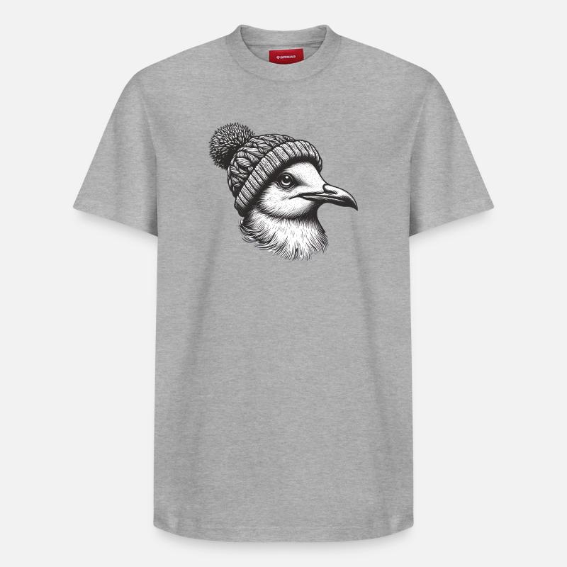 Mouette avec chapeau à pompon - T-shirt unisexe décontracté en coton Supima – de SPREAD - gris chiné