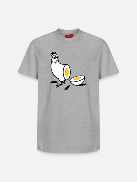 Huhn oder Ei - Relaxed Unisex Supima Cotton T-Shirt – von SPREAD - Grau meliert