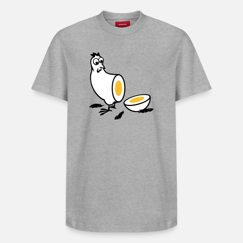 Huhn oder Ei - Relaxed Unisex Supima Cotton T-Shirt – von SPREAD - Grau meliert