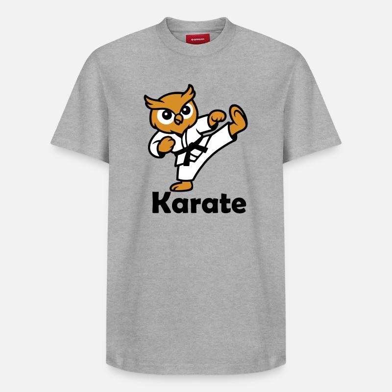 Karate Eule - Relaxed Unisex Supima Cotton T-Shirt – von SPREAD - Grau meliert