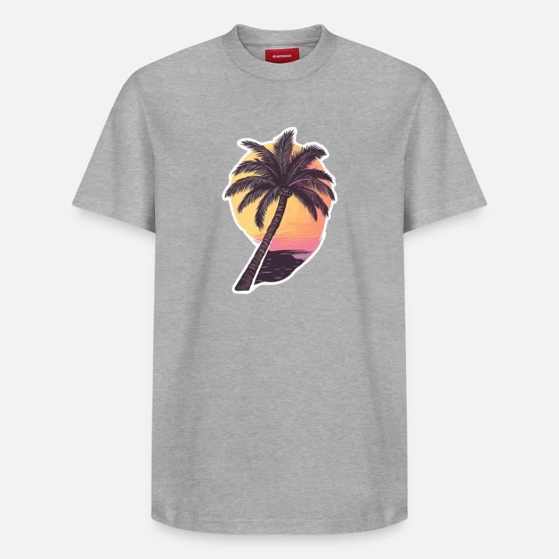 Palmier - T-shirt unisexe décontracté en coton Supima – de SPREAD - gris chiné