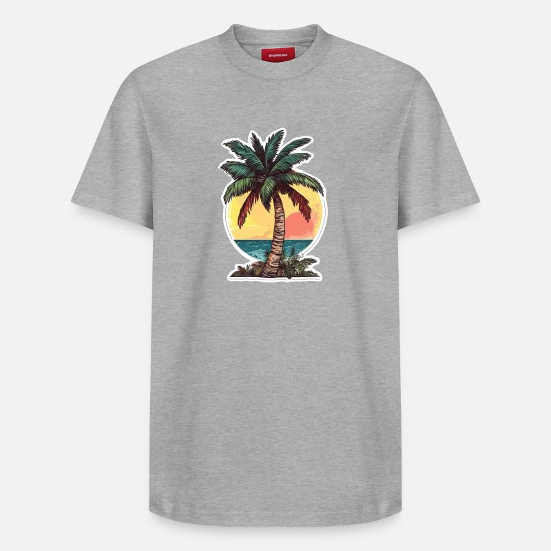 Palmier - T-shirt unisexe décontracté en coton Supima – de SPREAD - gris chiné