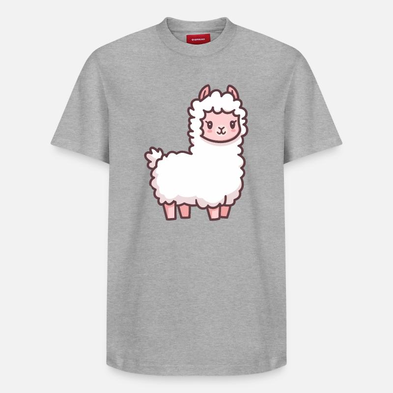 Dessin animé mignon de lama - T-shirt unisexe décontracté en coton Supima – de SPREAD - gris chiné