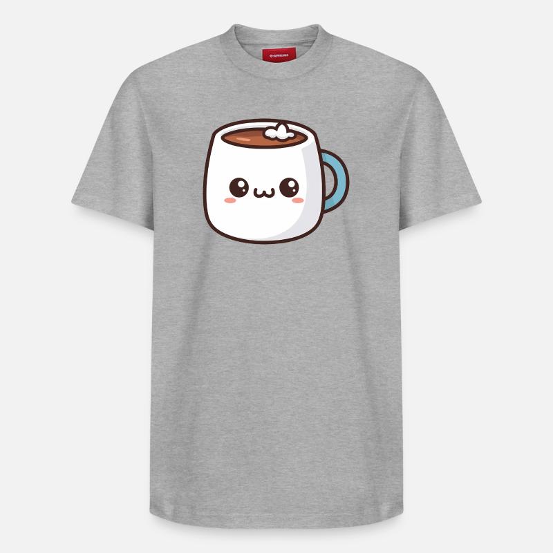 Tasse de chocolat chaud kawaii - T-shirt unisexe décontracté en coton Supima – de SPREAD - gris chiné