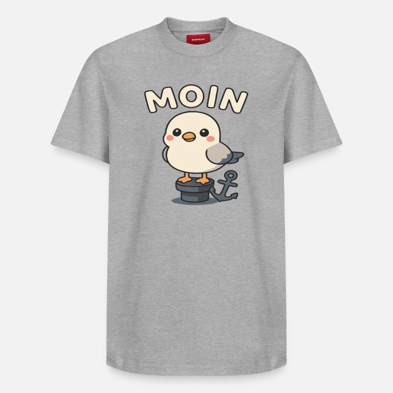 Moin - Design de mouette - T-shirt unisexe décontracté en coton Supima – de SPREAD - gris chiné