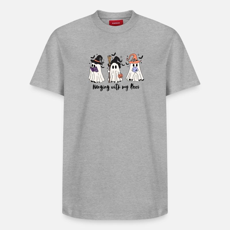 🧙 ♀️ Witchy Ghost Squad – Effrayant et mignon 👻 - T-shirt unisexe décontracté en coton Supima – de SPREAD - gris chiné