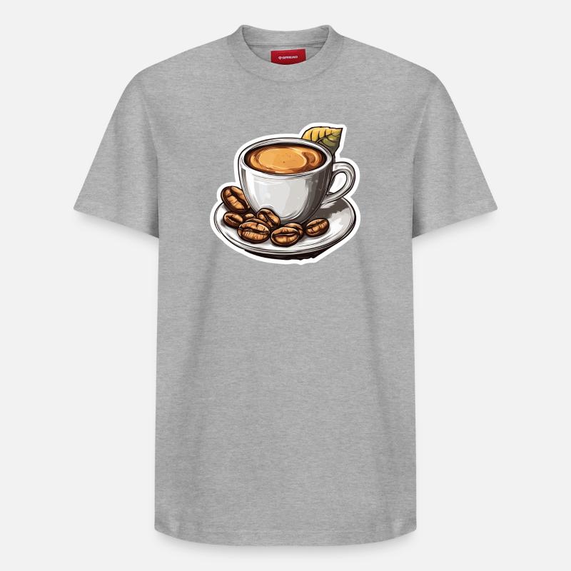 Café - T-shirt unisexe décontracté en coton Supima – de SPREAD - gris chiné