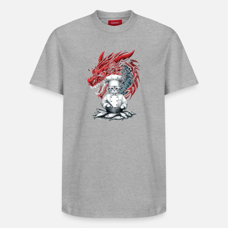 Chef pour chats d’Asie - T-shirt unisexe décontracté en coton Supima – de SPREAD - gris chiné