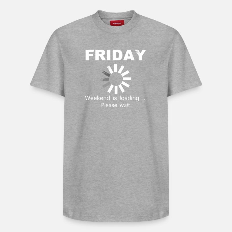 Friday Weekend Loading Spruch - Relaxed Unisex Supima Cotton T-Shirt – von SPREAD - Grau meliert