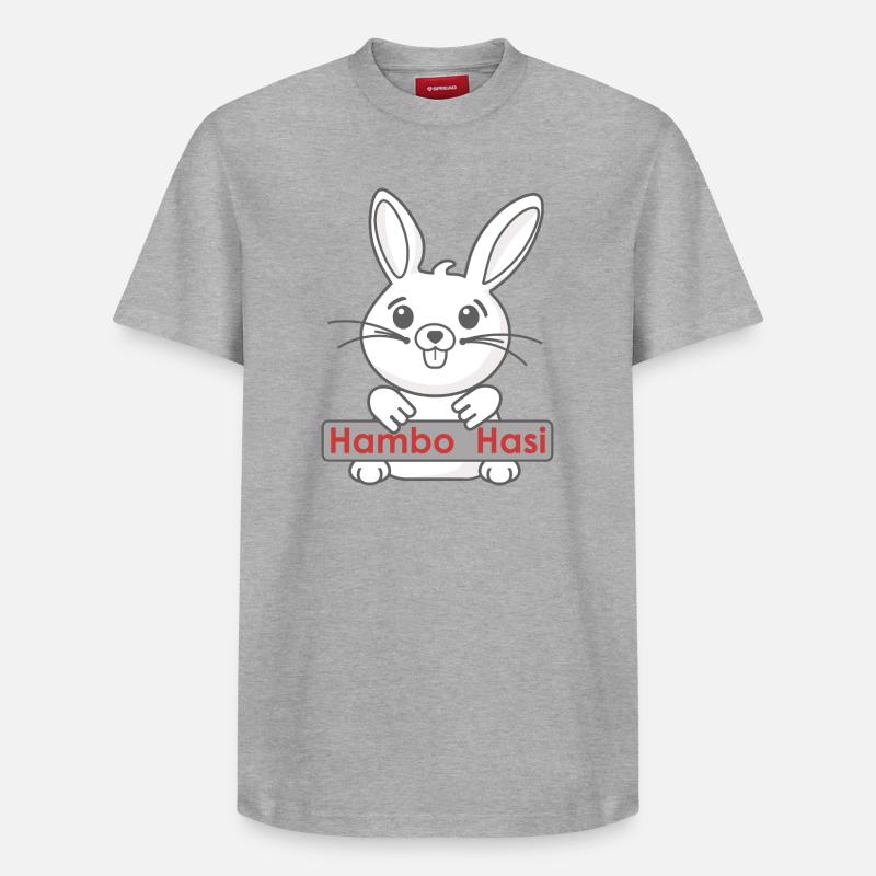 Lapin souriant avec logo - T-shirt unisexe décontracté en coton Supima – de SPREAD - gris chiné