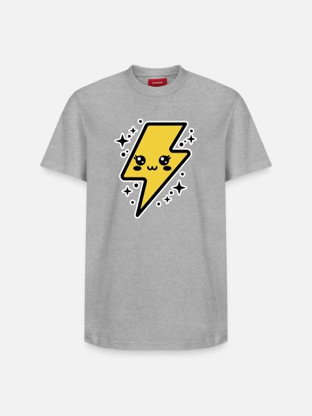 Entzückender Blitz mit Kawaii-Gesicht - Relaxed Unisex Supima Cotton T-Shirt – von SPREAD - Grau meliert