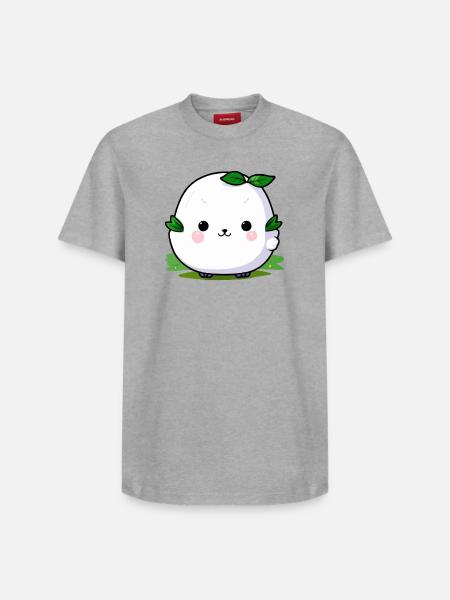 Kawaii Pflanze Kuschel Maskottchen - Relaxed Unisex Supima Cotton T-Shirt – von SPREAD - Grau meliert