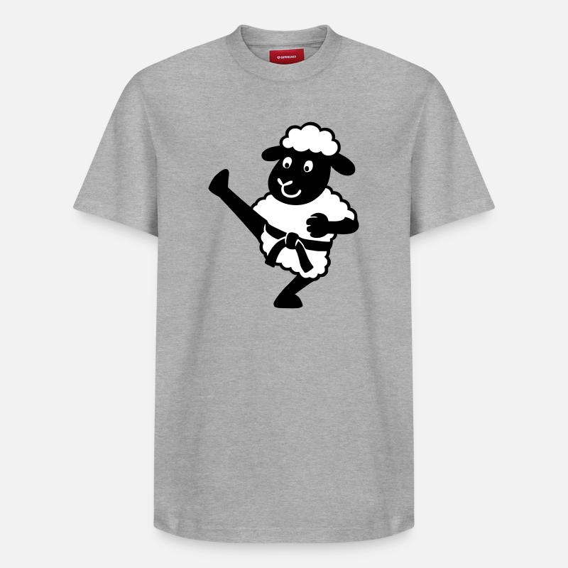 Karate Schaf - Relaxed Unisex Supima Cotton T-Shirt – von SPREAD - Grau meliert