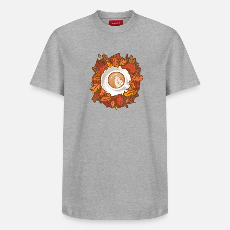 Les feuilles tombent, le café appelle - T-shirt unisexe décontracté en coton Supima – de SPREAD - gris chiné