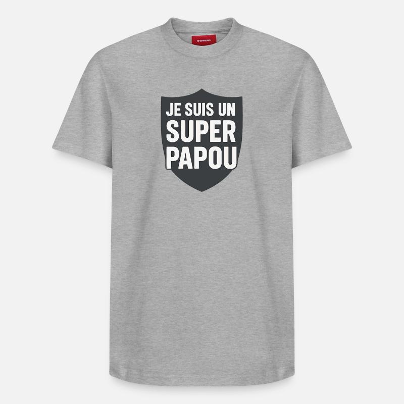 je suis un super papou  - T-shirt unisexe décontracté en coton Supima – de SPREAD - gris chiné