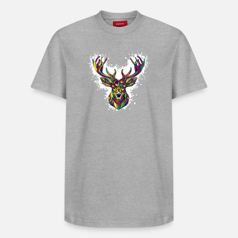 Hirschkopf - T-shirt unisexe décontracté en coton Supima – de SPREAD - gris chiné