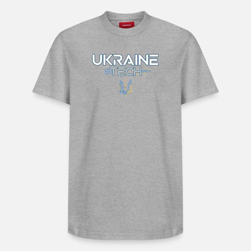 Ukraine Tech Crest Circuit - T-shirt unisexe décontracté en coton Supima – de SPREAD - gris chiné