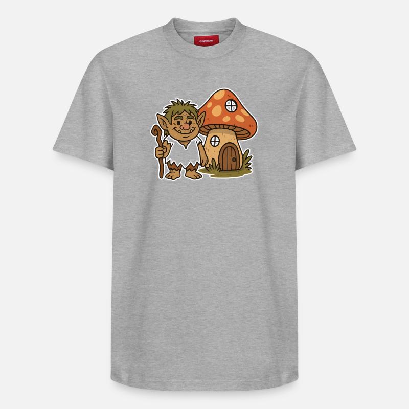 Waldtroll am Pilzhäuschen - Relaxed Unisex Supima Cotton T-Shirt – von SPREAD - Grau meliert