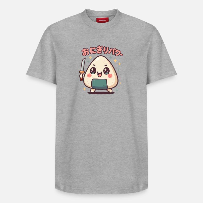 Guerrier de puissance Onigiri - T-shirt unisexe décontracté en coton Supima – de SPREAD - gris chiné