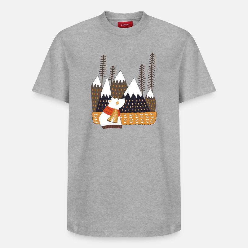 Winterwald mit Eisbär - Relaxed Unisex Supima Cotton T-Shirt – von SPREAD - Grau meliert