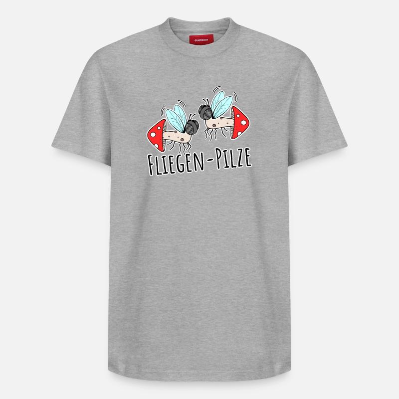 Deux champignons mouches - T-shirt unisexe décontracté en coton Supima – de SPREAD - gris chiné