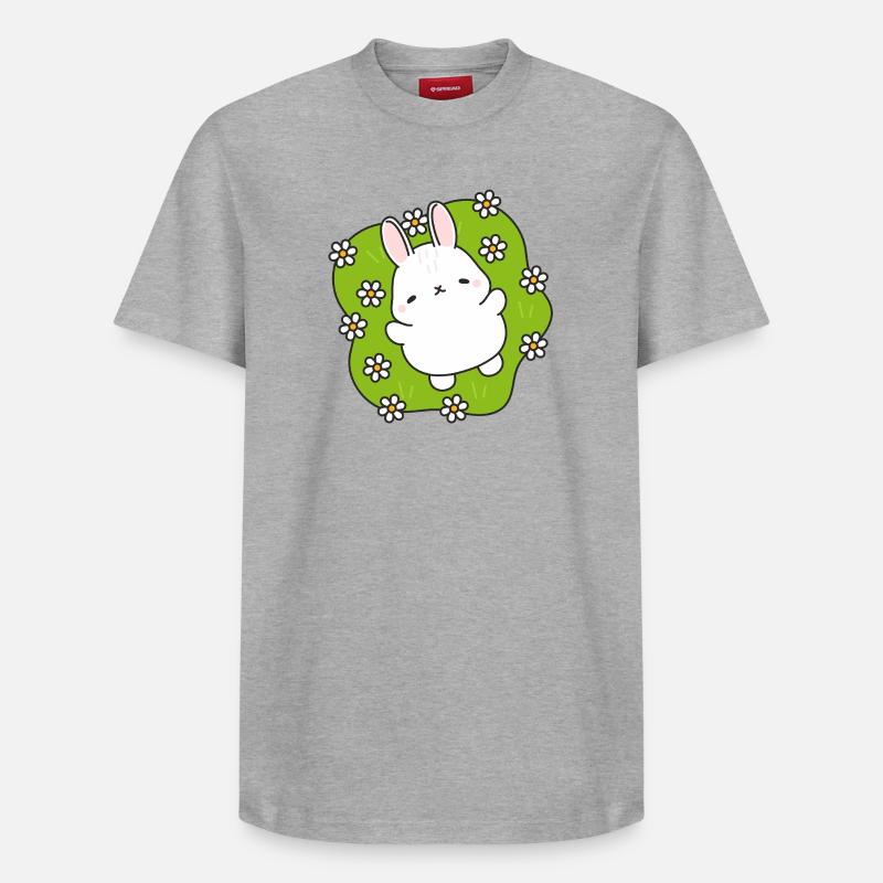 Lapin mignon au jardin fleuri - T-shirt unisexe décontracté en coton Supima – de SPREAD - gris chiné