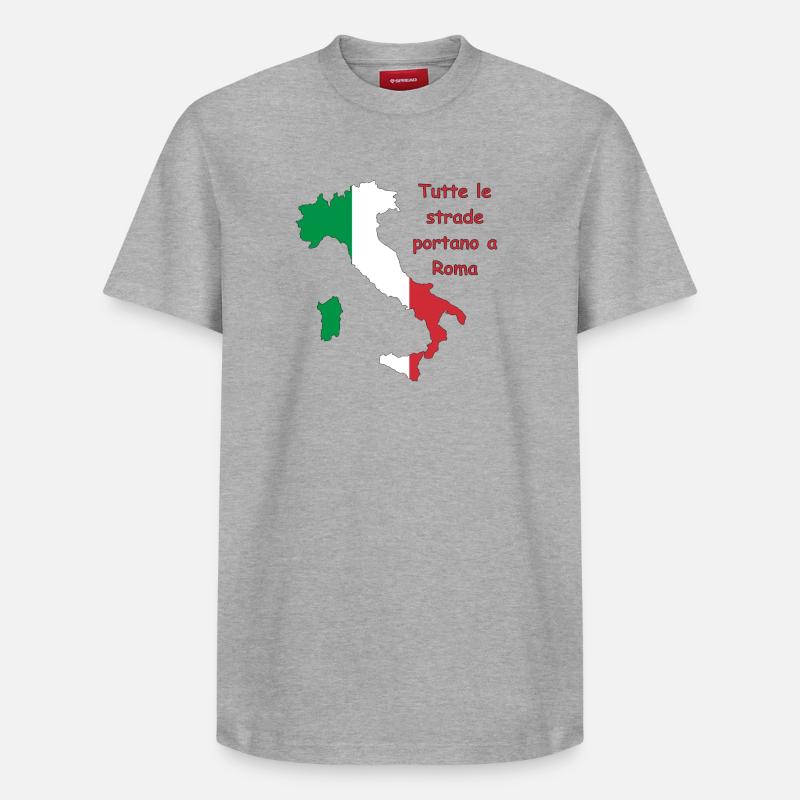 Drapeau italien avec slogan - T-shirt unisexe décontracté en coton Supima – de SPREAD - gris chiné