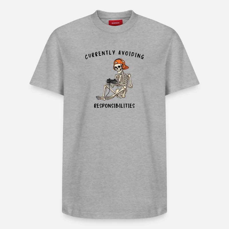 Skeleton Gaming Avoiding Responsibilities - Relaxed Unisex Supima Cotton T-Shirt – by SPREAD - heather grey