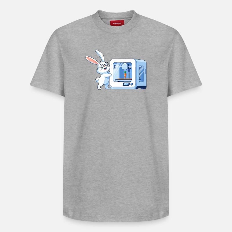 Funny Rabbit Nerd Programmer 3D Printer - Relaxed Unisex Supima Cotton T-Shirt – by SPREAD - heather grey